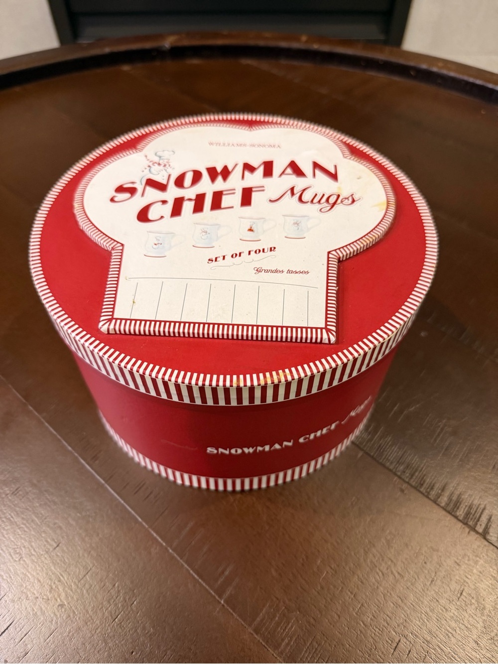 Williams Sonoma Snowman Chef Set of 4 Mugs 2007 Holiday Edition in Original Box